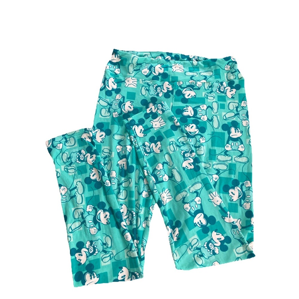 Luluroe Mickey Mouse Leggings One Size‎ Fits All Teal Blue Pants Yoga